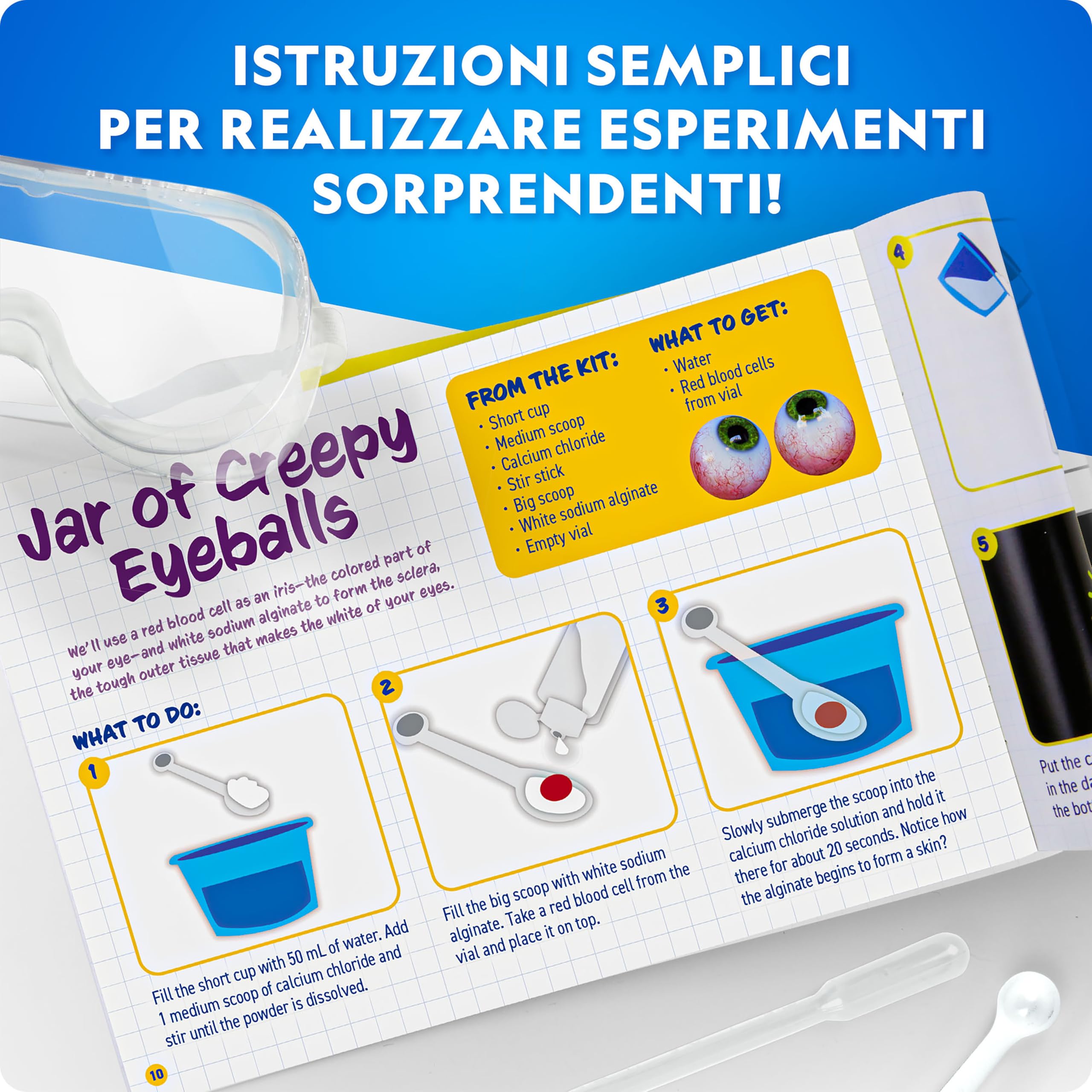 NATIONAL GEOGRAPHIC Kit di Chimica Ripugnante – 18 Esperimenti Scientifici Viscidi per Bambini, Dissezione del Cervello, Esplosione di Globuli Rossi e Altro, Gioco STEM