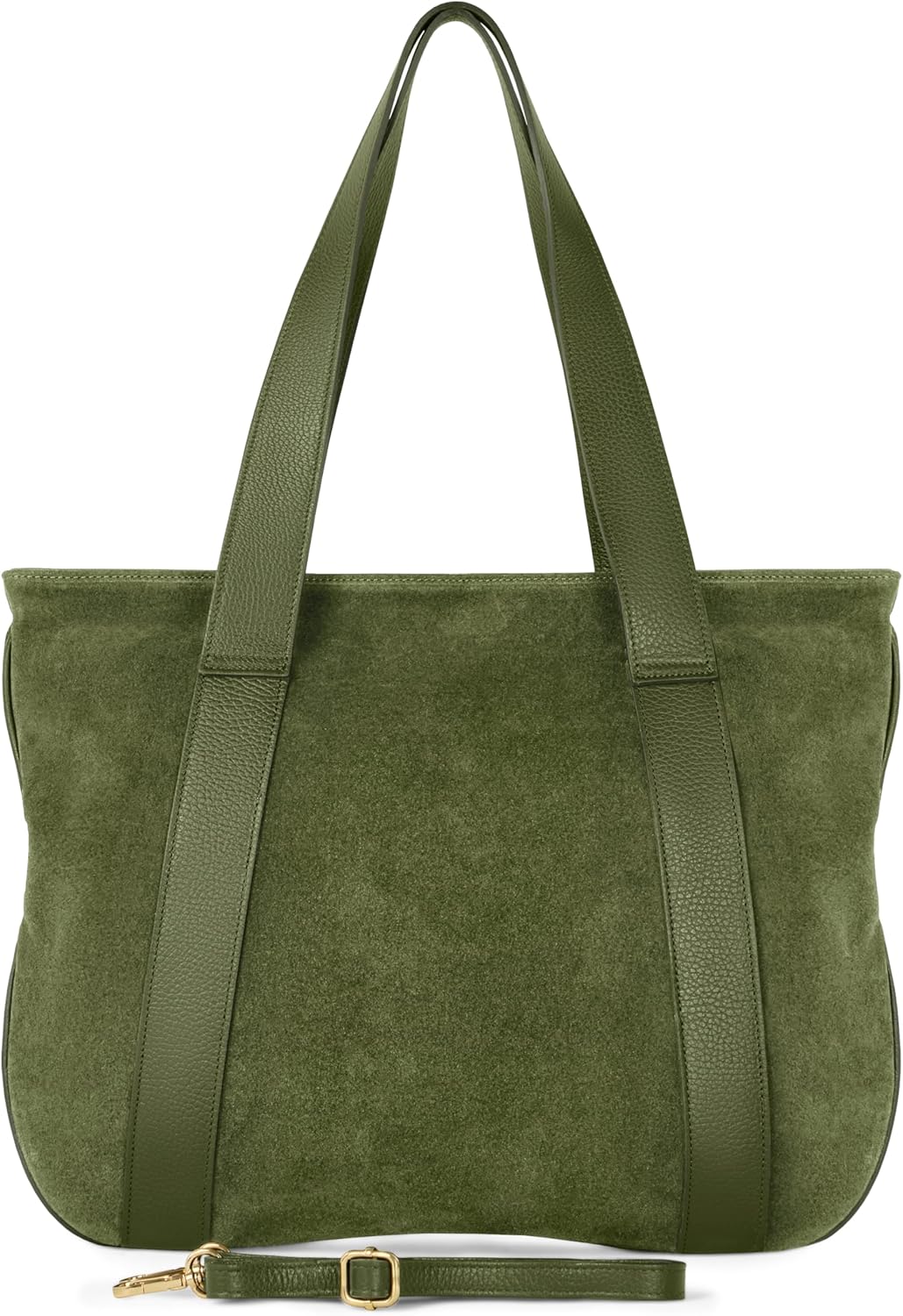Italian Genuine Suede Leather Tote for Women with Secure Zipper & Adjustable Strap | Large City Shoulder Carryall