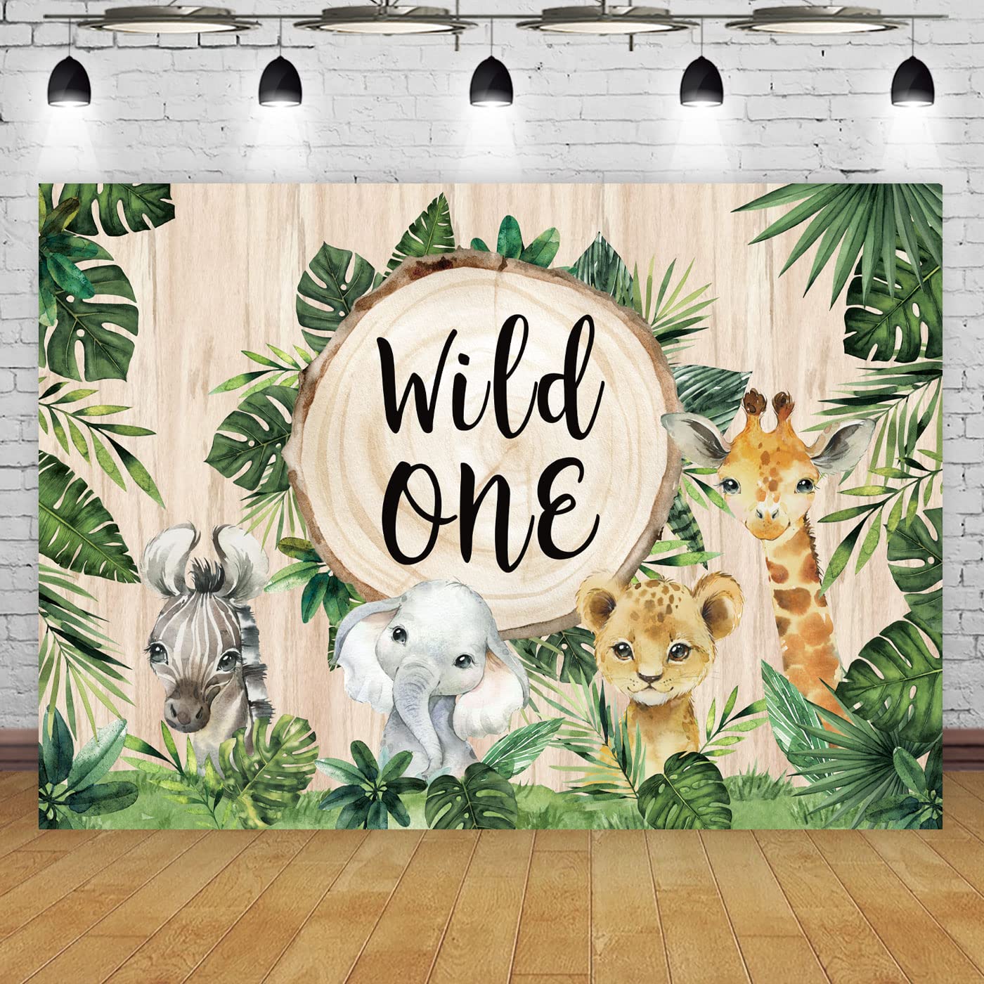 Maijoeyy 7x5ft Wild One Backdrop Safari Animal First Birthday Party Background Wood Jungle Boy 1st Birthday Party Decorations for Photography