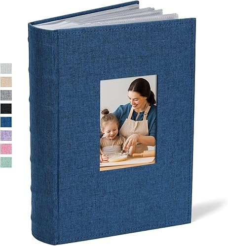 Miniatura 15 de Álbum de fotos Vienrose 10x15 cm con 50 bolsillos, cubierta de lino con áreas de notas, libro de fotos mini, libro de fotos con inserción para boda