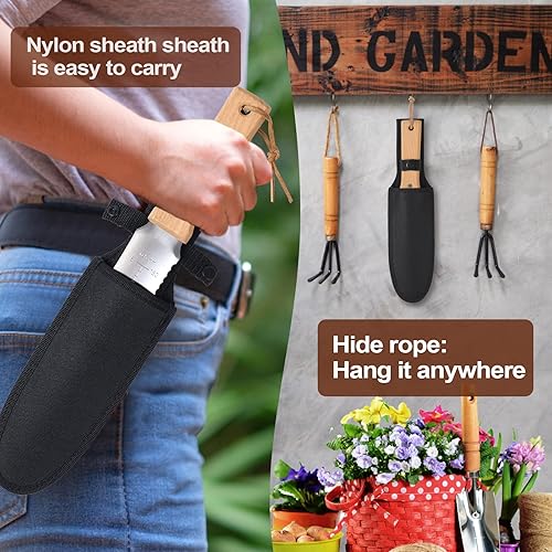 Miniatura 5 de Juego de 2 cuchillos de jardín herramientas para hoz hoz de desmalezado de acero inoxidable también un hacha juego de herramientas de jardín para