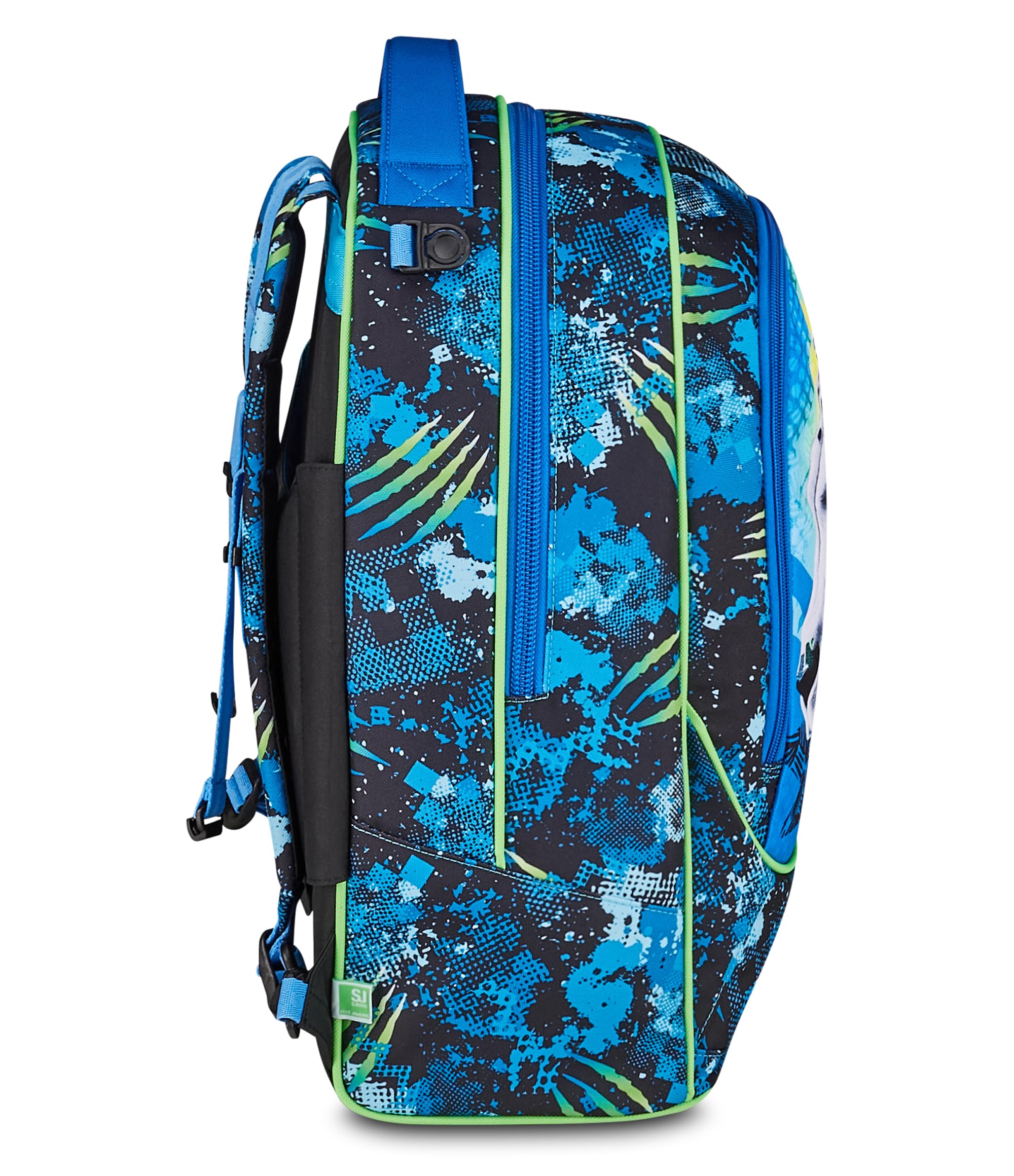 SJ GANG STYLE JAM GANG Trolley New Tech, 33 L, Triplo Uso, Zaino Sganciabile, Doppio Scomparto, Spallacci a Scomparsa, Tasca Porta Borraccia, Scuola e Tempo Libero, Turchese Fluo, Bambini, blu