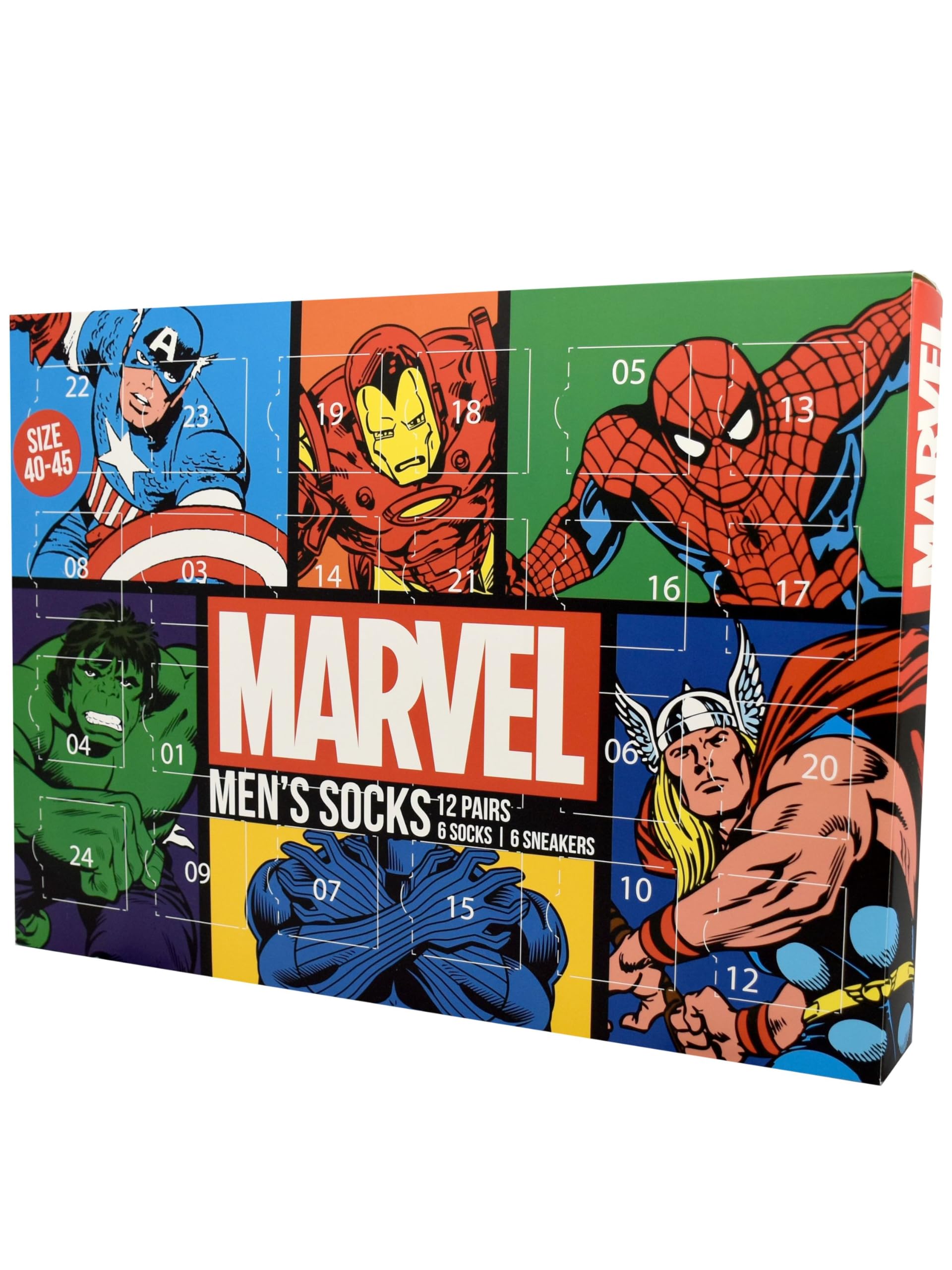 United Labels Marvel Calendario Adviento Calcetines Hombre 40-45 Zapatillas Calcetines Largos Regalo Navidad
