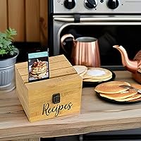 Vista 2 de Caja de almacenamiento para tarjetas de recetas de 4 x 6 pulgadas, soporte para teléfonotabletatarjetas en la parte superior del baúl de madera