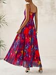 BTFBM Femmes Été Floral Maxi Robes Élégante Spaghetti Robe de soirée imprimée Robes longues de plage