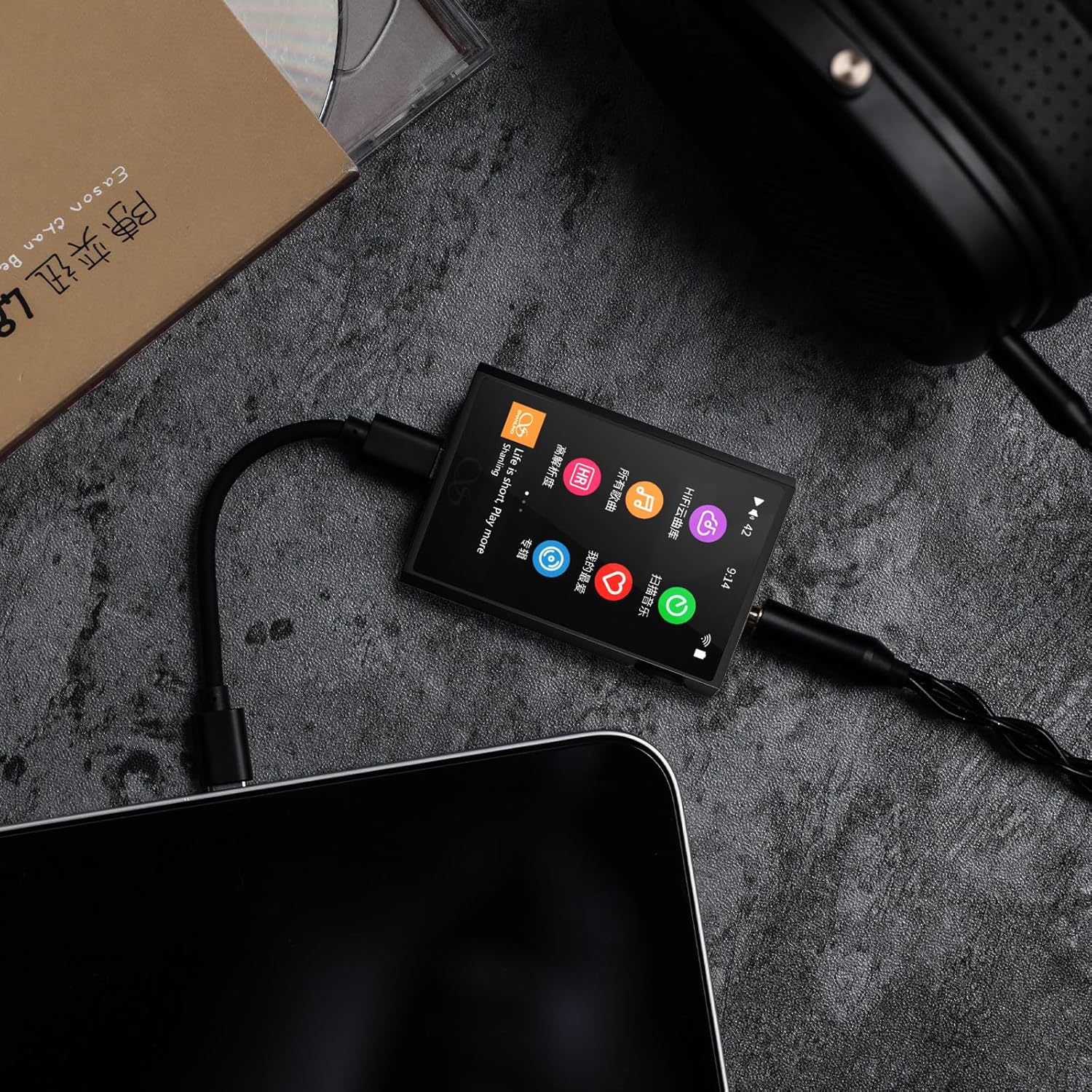 SHANLING M1 Plus Music Player Included Leather Case, Portable 3.2inch Mini DAP with Bluetooth 5.2 LDAC/WiFi/DLNA/Airplay/Tidal Streaming, Lossless DSD Hi-Res Compatible with 2TB Micro SD (Black)