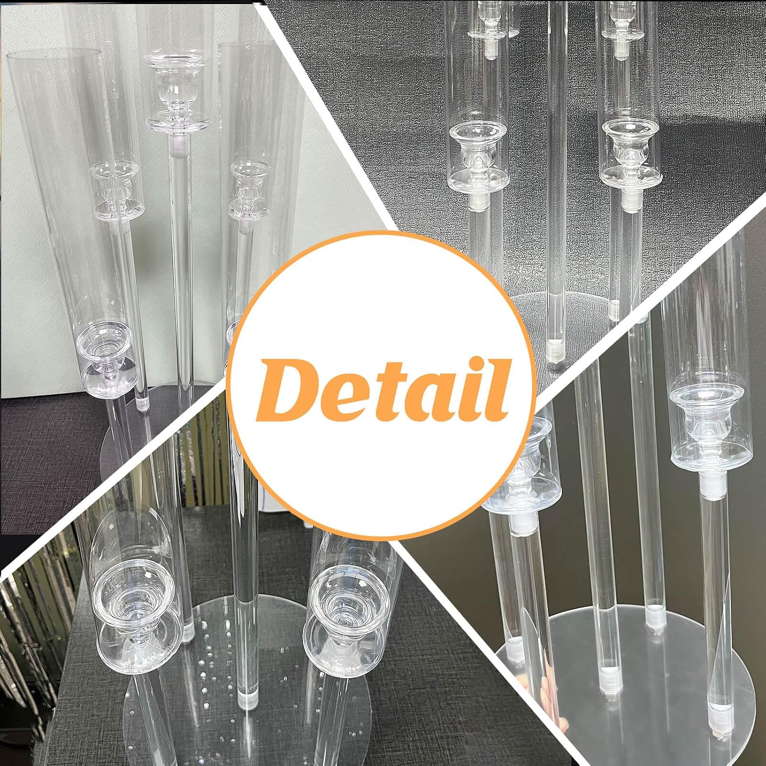5-Arm Acrylic Candelabra Centerpiece 26.8" for LED Candles