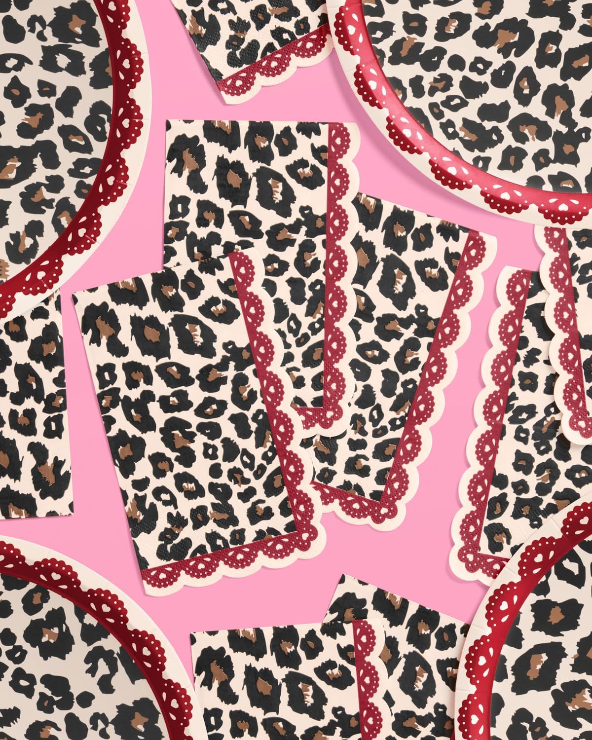 xo, Fetti Cheetah Print Paper Napkins | 25 pcs | Red Lace Bachelorette Decorations, Fierce Dinner Party Setting, Wild Animal Birthday Decor, Cute Tablescape, Mob Wife Theme