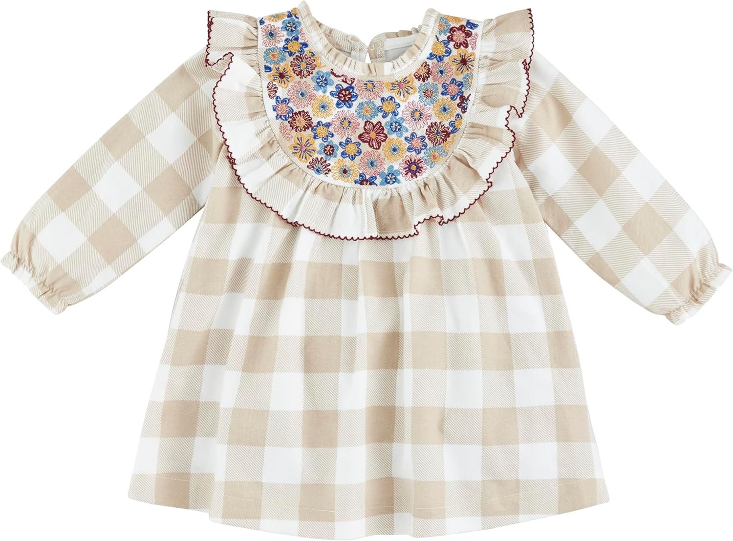 Mud Pie Baby Neutral Check Emb Dress; 12-18M Brown