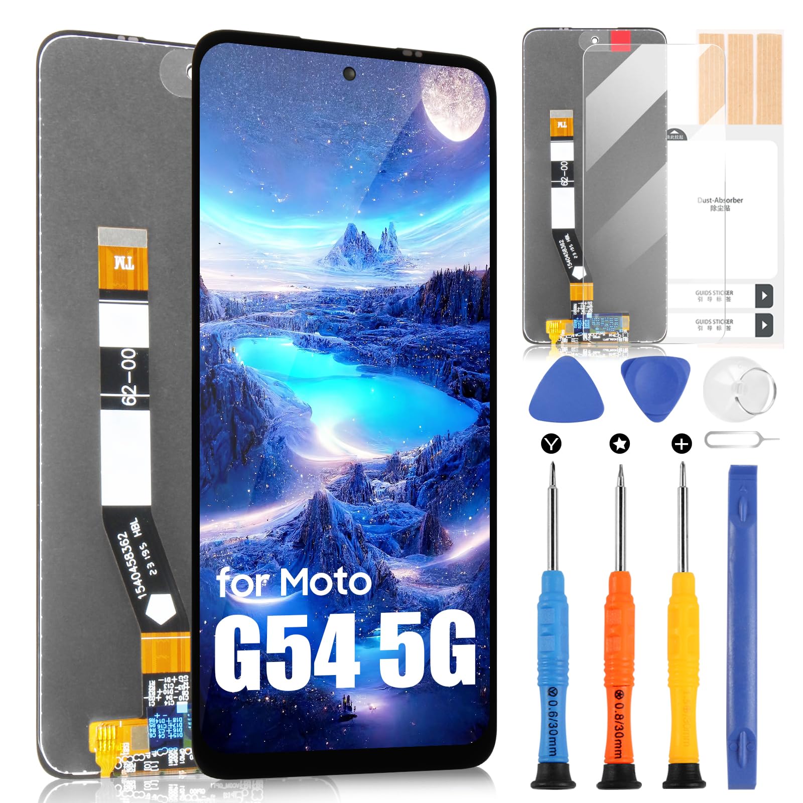 ARSSLY LCD Display Für Motorola Moto G54 – Inkl. Reparatur-Set, Schwarz Mit Rahmen