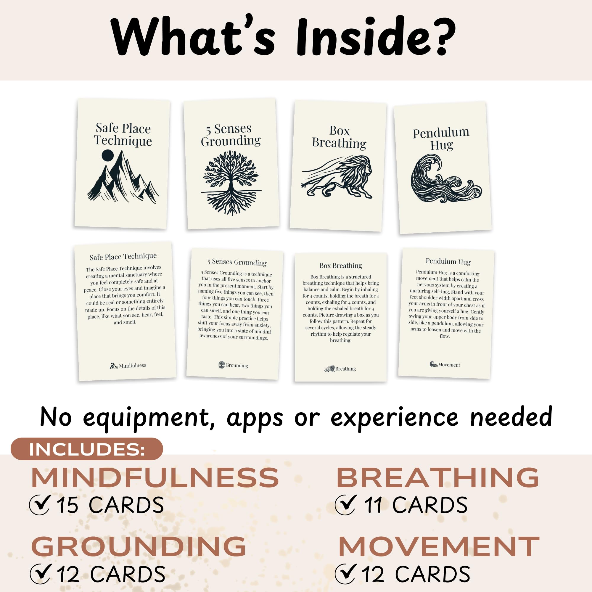 Cartes de thérapie somatique avec exercices pour réinitialiser votre système nerveux, soulager l'anxiété, apaiser le stress et se reconnecter par la pleine conscience, la respiration et les mouvements