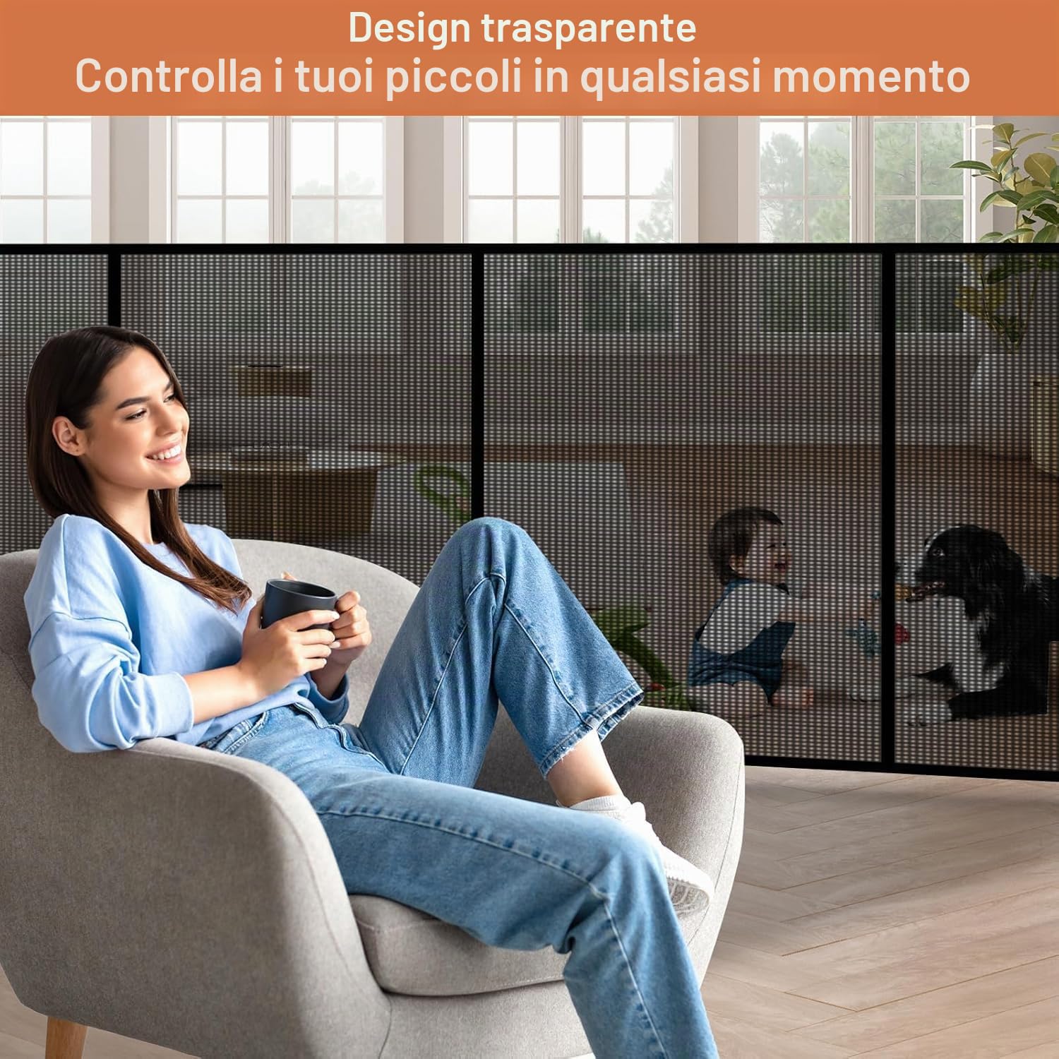 Cancello di Sicurezza Estensibile per Bambini e Cani, Installazione a Scala e Porta, 0-200 cm, Apertura con Una Mano (Grigio, 7M)