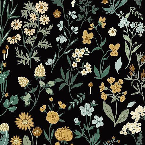 Miniatura 1 de Hopepak Papel tapiz floral para despegar y pegar, 16.1 x 118 pulgadas, papel de contacto con hojas de flores salvajes oscuras, papel tapiz