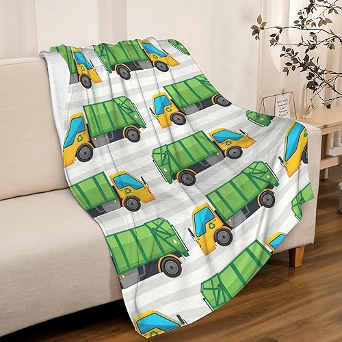 Manta verde de camión de basura para regalo, manta de forro polar súper suave, acogedora manta de franela con aire acondicionado para sofá cama de