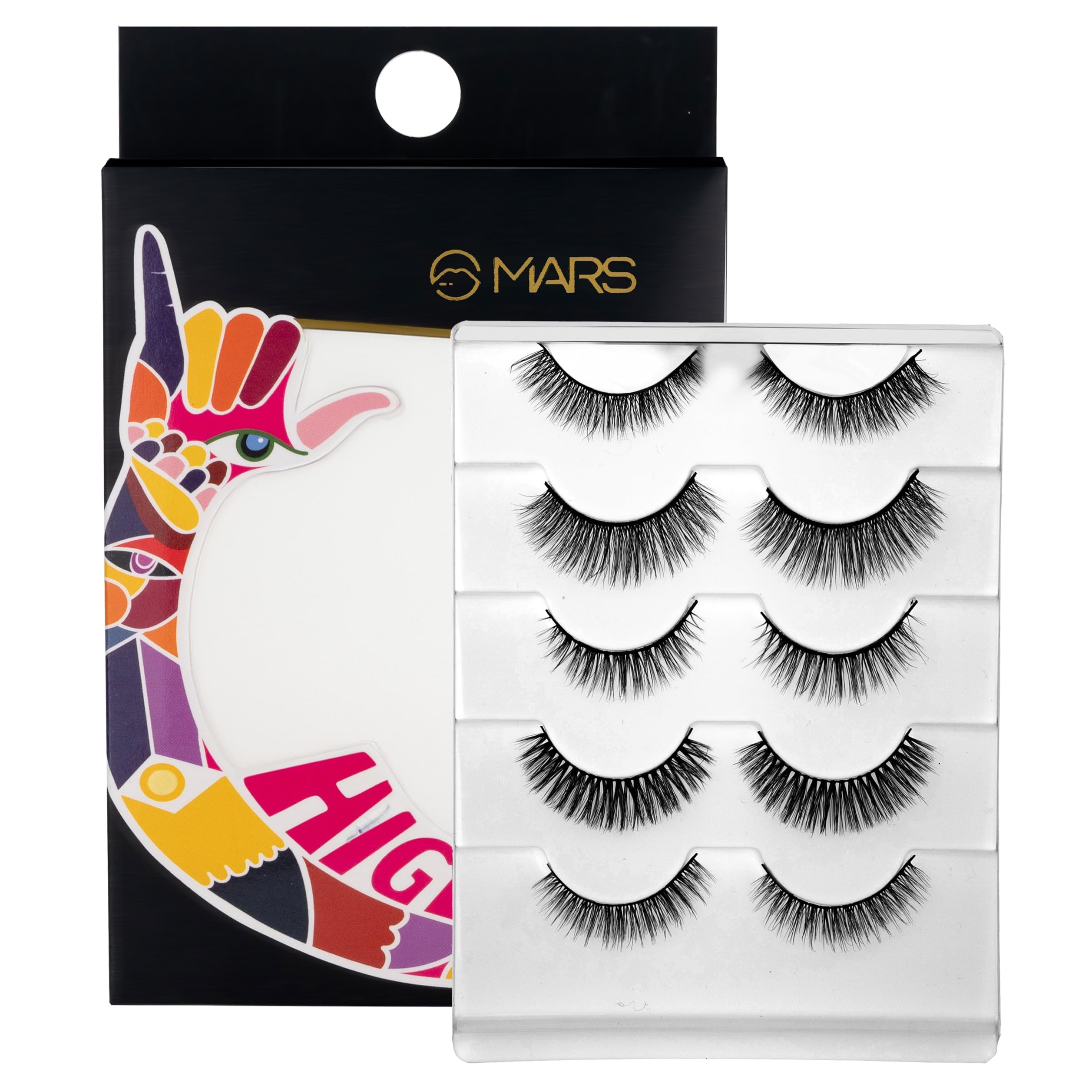 MARS HIGHLASH False Eyelashes for Women Set of 5 | Natural Look for Regular Use | Reusable | Lightweight | Comfortable & Easy to Use | Invisible Band (01-Natural)