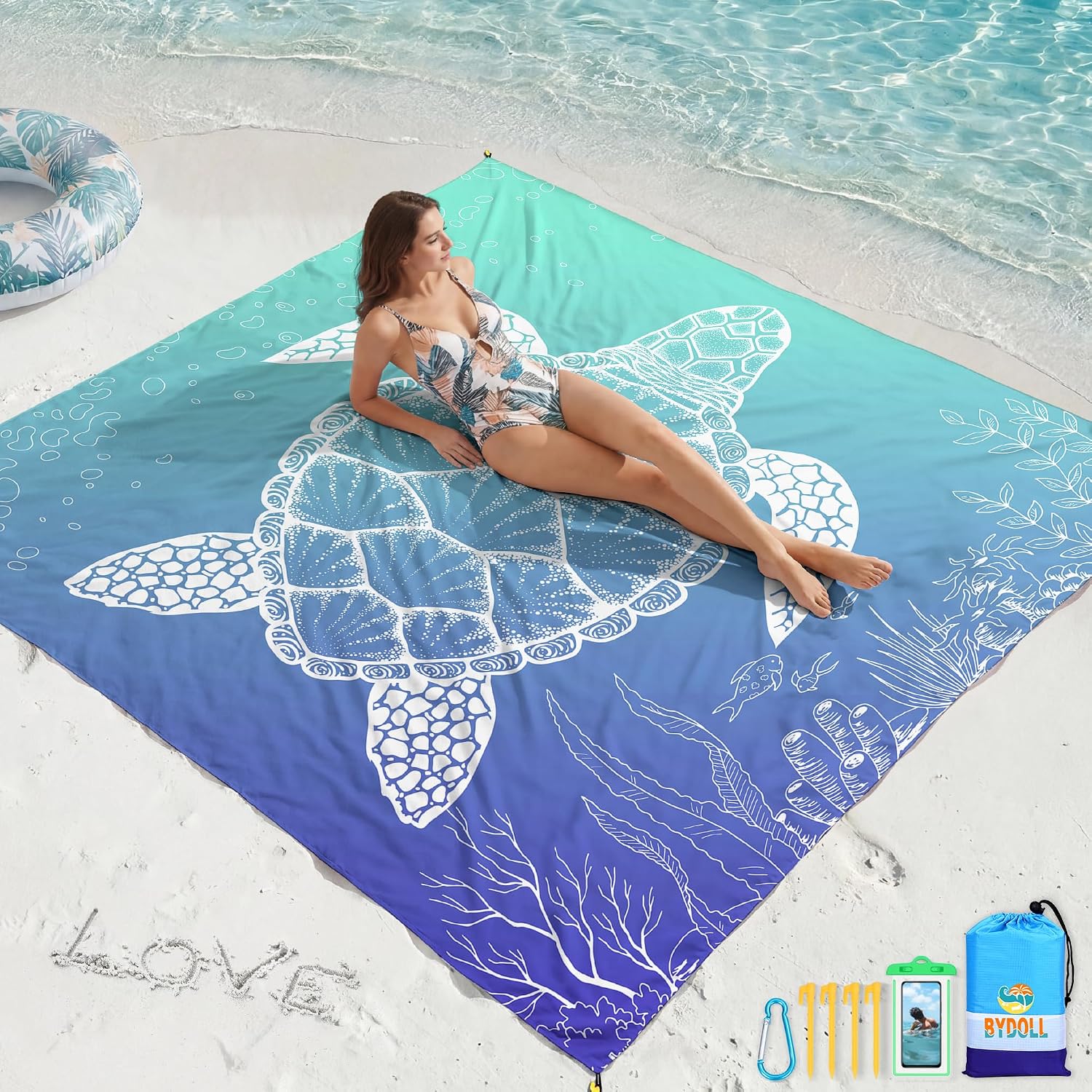 Beach Blanket Waterproof Sandproof 78''X81''/78''X110'' Large Beach Towel