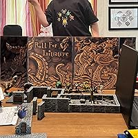 Vista 7 de CZYY DND Pantalla de Dungeon Master de Cuatro Paneles con Bolsillos, Cuero Sintético con Relieve 3D con Cthulhu - Incluye Insertos de Pantalla DM