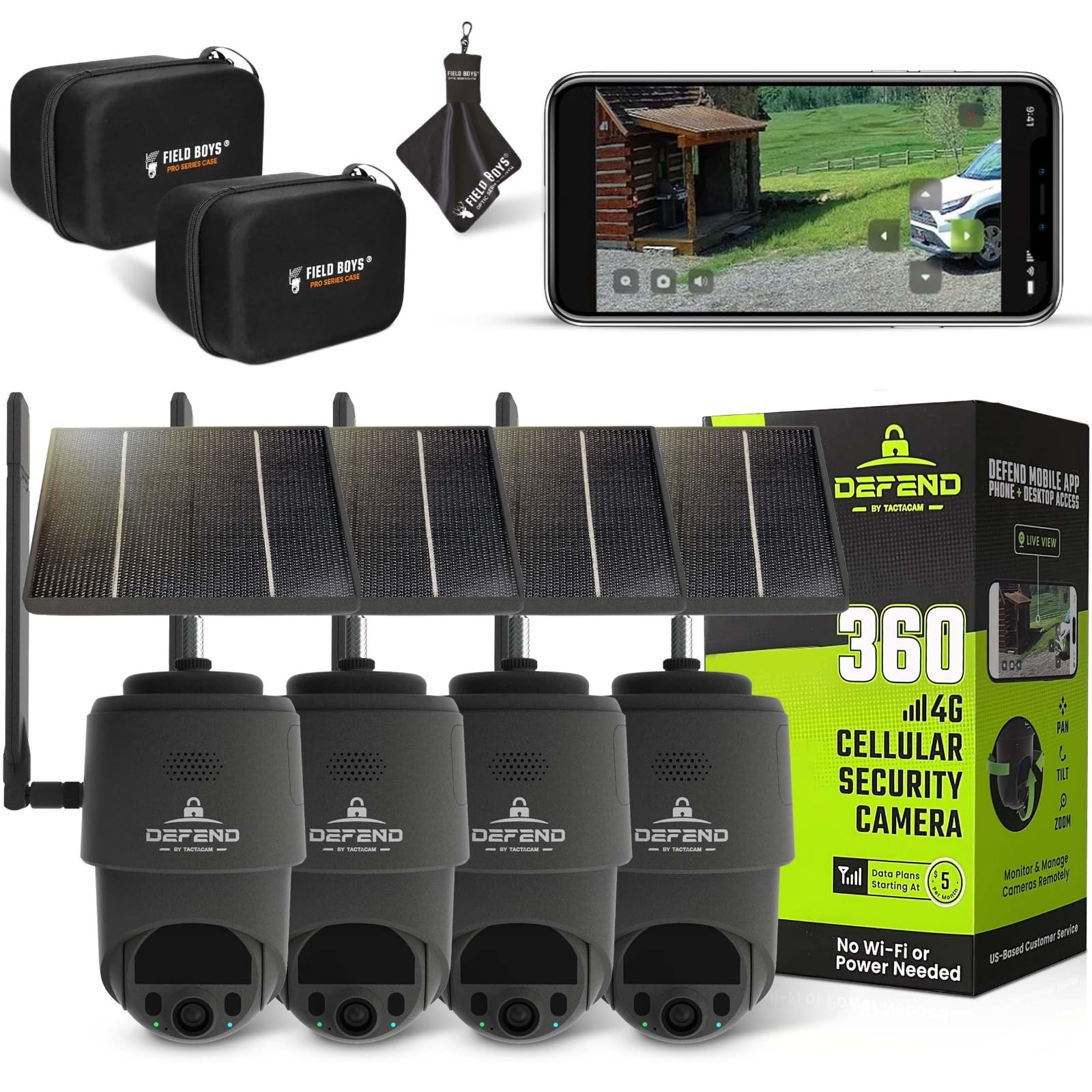 TACTACAM – Defend 360 Cellular Security Camera, 4K Photos, 1080p Video, Solar + Rechargeable Battery, 360° Pan/Tilt/Zoom, LTE Cellular, Motion Alerts, Weather Resistant Includes Case & Cloth (4PK)-image-29