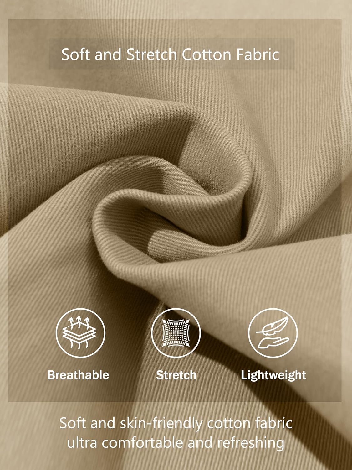 Men's Casual Shorts 10" Chino Work Dress Lightweight Stretch Flat Front Shorts with 6 Pockets for Hiking Golf(Stone, 36) - Image 6