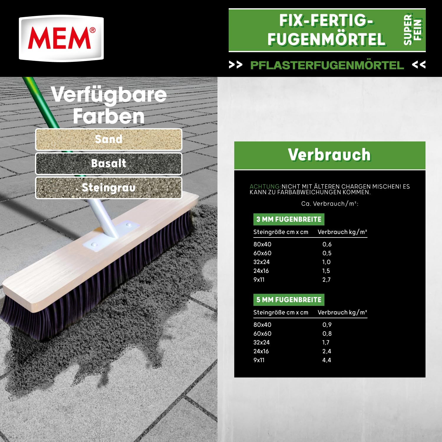 MEM Malta per fughe finite fisse, basalto, 20 kg, pronta all'uso per fughe strette a partire da 3 mm, resistente al gelo e alle intemperie, per pietra naturale, cemento, clinker e ceramica