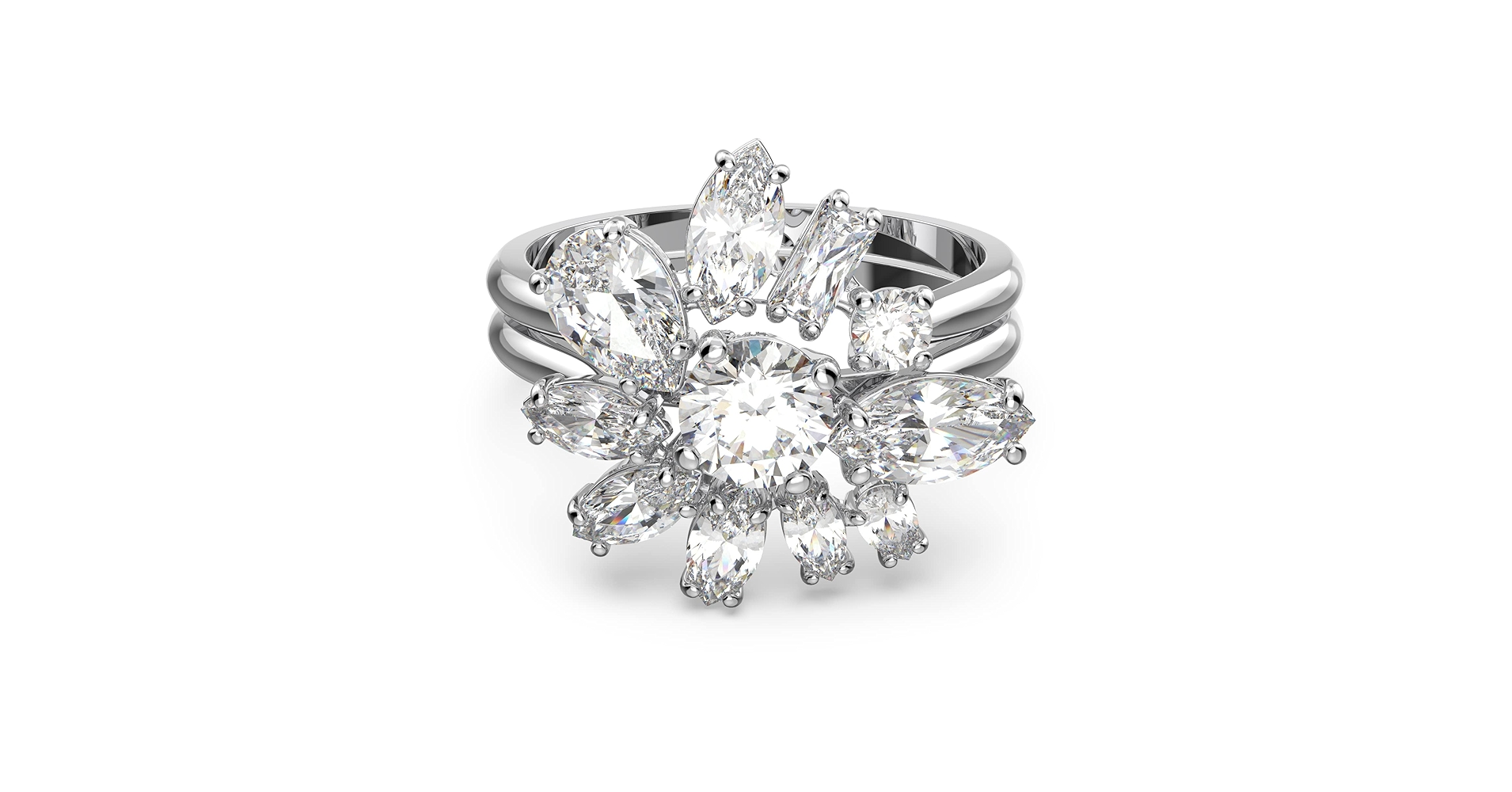 Amazon.com: Swarovski Gema cocktail ring, Flower, White