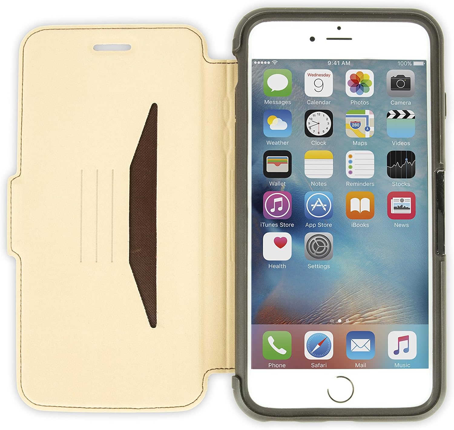 OtterBox iPhone 6 PLUS / 6s PLUS Strada Series Case - SADDLE (DARK BROWN/BROWN/BROWN LEATHER), card holder, genuine leather, pocket-friendly, folio case