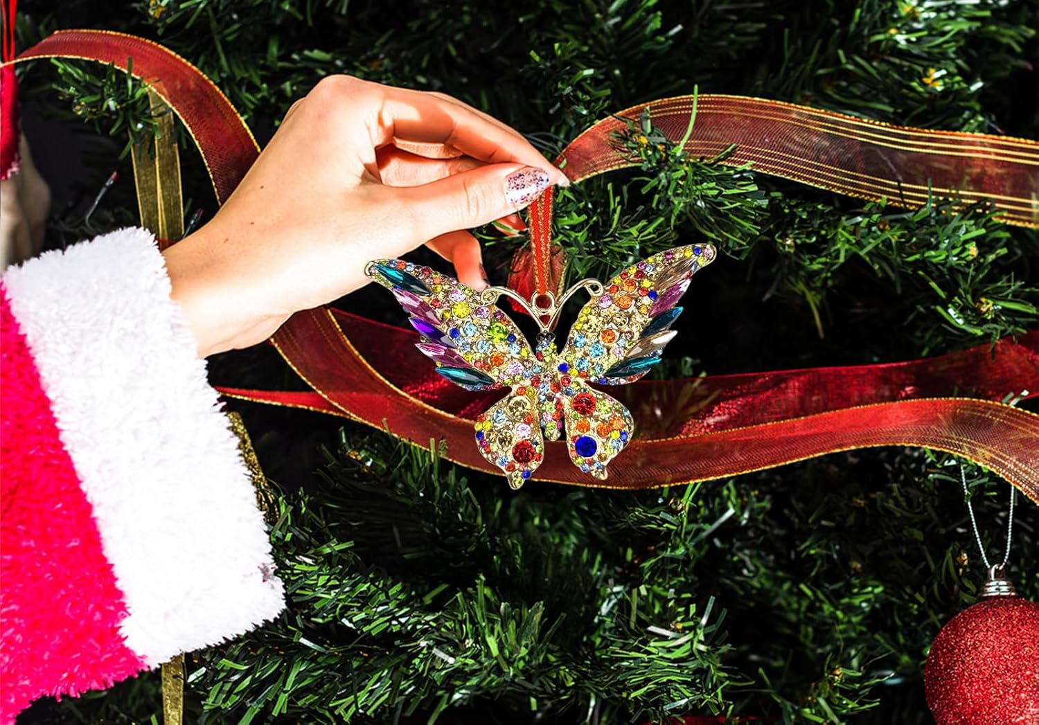 Butterfly Christmas Ornaments - Metal Butterfly Hanging Ornaments for Christmas Tree Decorations Keepsake Gifts for Girl Friend Sister Mom - Image 5