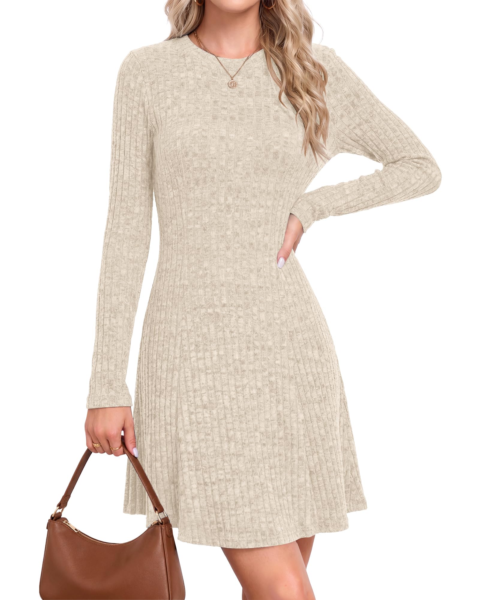 AUSELILY Damen Langarm Pulloverkleid