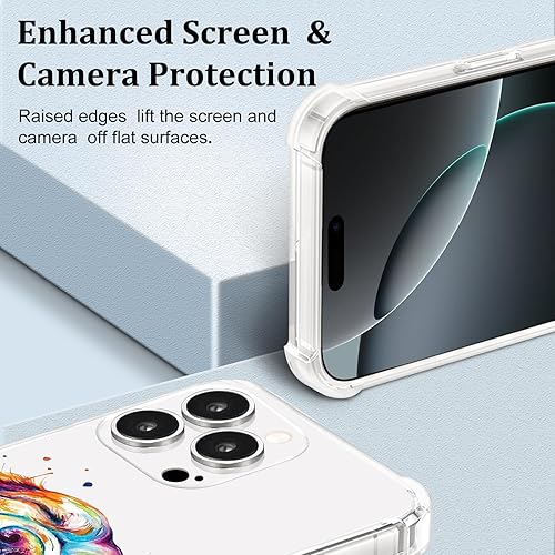 Vista 240 de Roemary Funda púrpura para iPhone 14 Pro Max con diseño de caballo azul, patrón de acuarela con protector de pantalla