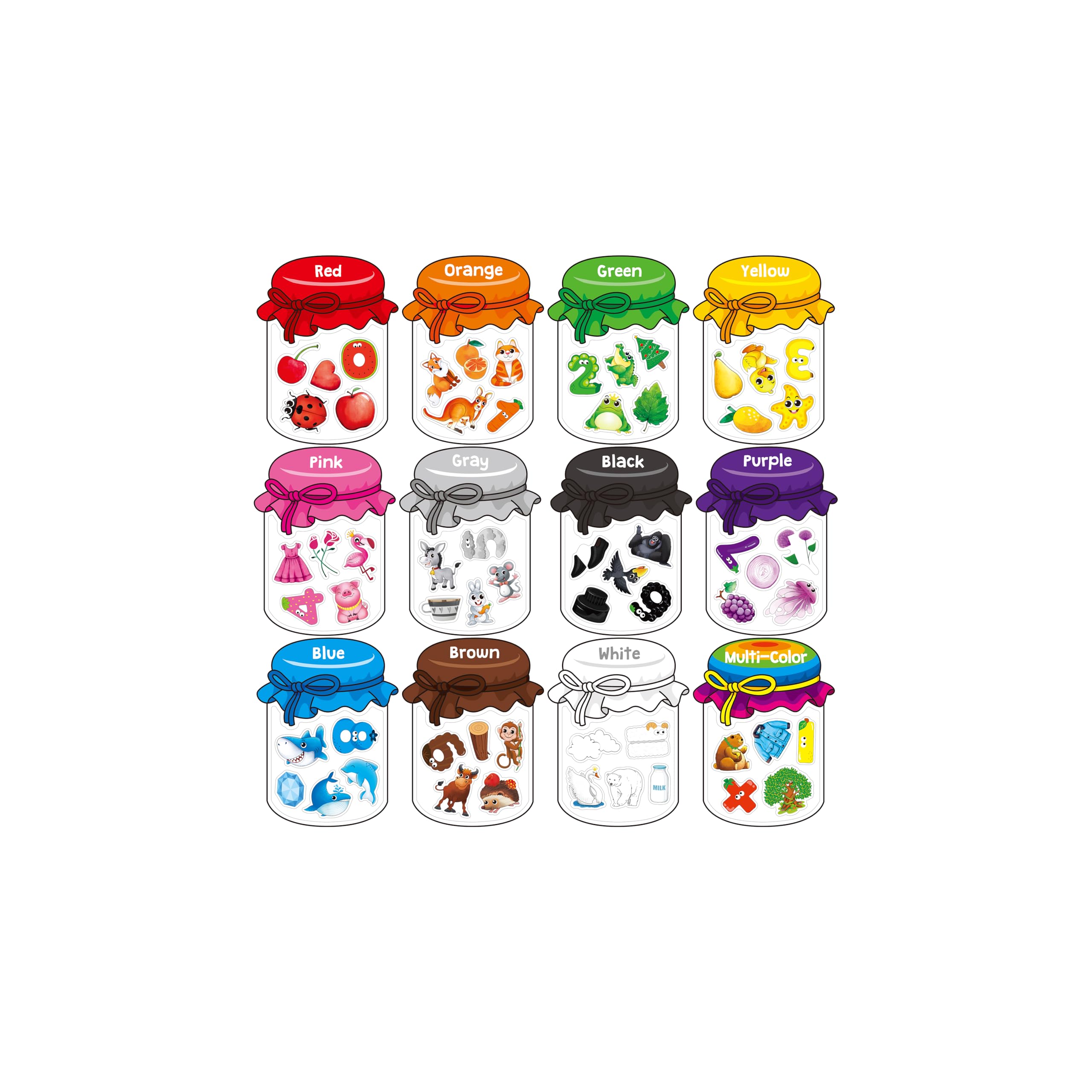 12 Pieces Magnetic Color Sorting Toys, 60 Color, Number & Math Symbol Magnets Early Educational Sorting Set for Refrigerator Whiteboard Baby Toddlers Kids
