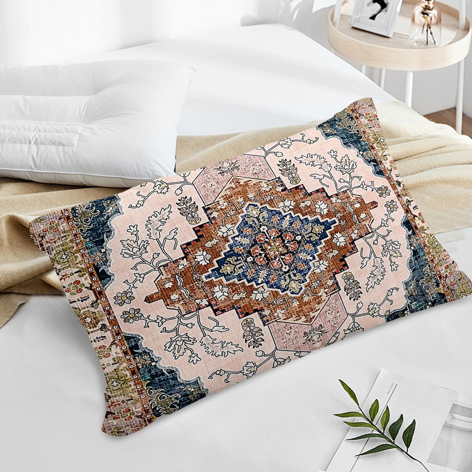 XPHZZL Pack of 2 Bohemian Style Linen Decorative Cushion Covers 30x50 cm Square Throw Pillow Covers 12x20 Inch Boho Style Pillowcases for Outdoor Home Decor Sofa Bedroom Car - Image 2