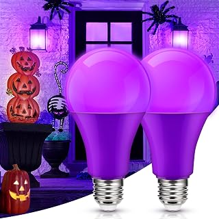 Purple Light Bulbs Halloween Decorations, 100W Equivalent A21 Colored Light Bulb, E26 Base,1100 Lumens, 13W Purple LED Bulbs for Home Indoor Outdoor Party Holiday Wedding Atmosphere Lighting 2 Packs