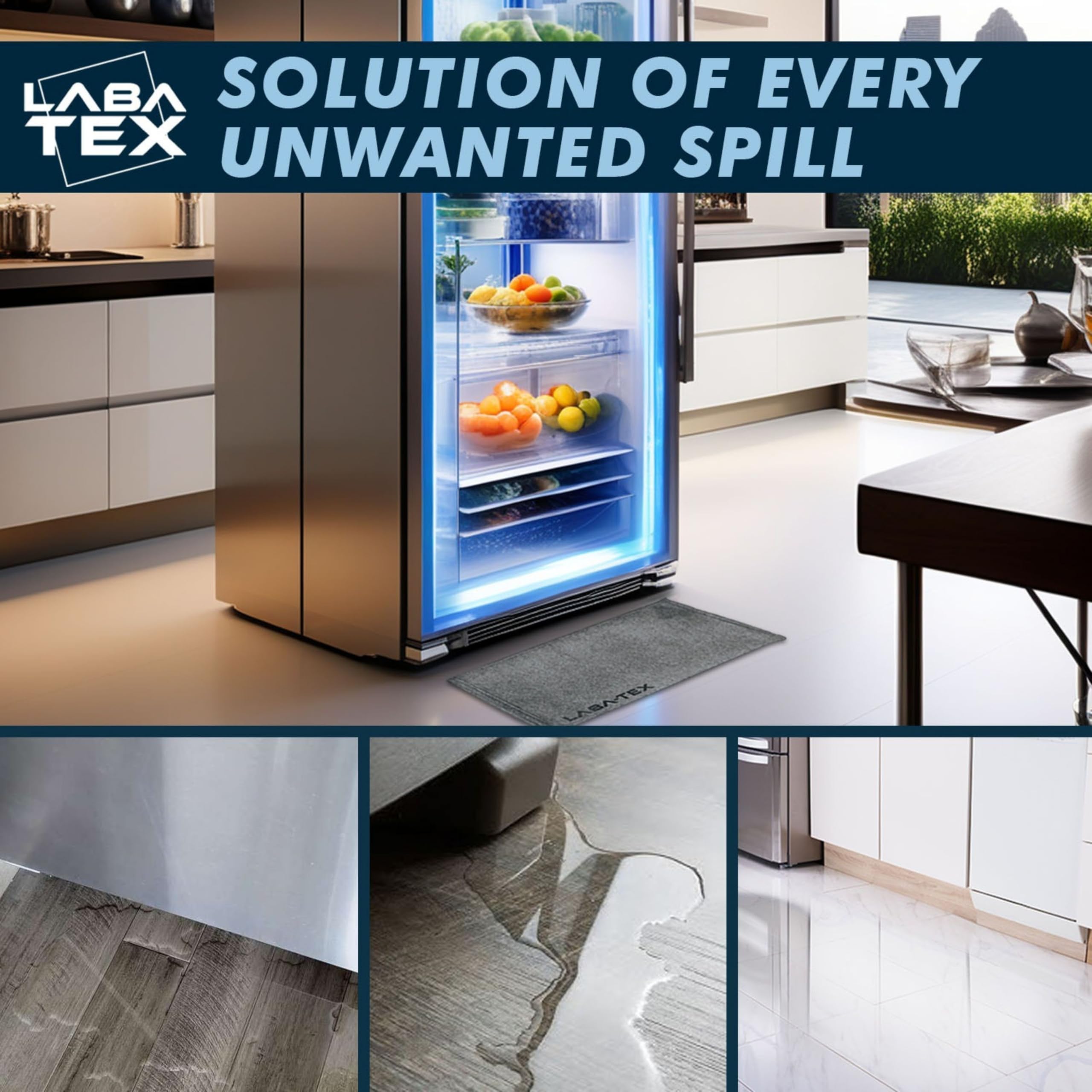 Tappetini assorbenti per acqua – ideali per assorbire gocce e perdite sotto lavelli, lavatrici o condizionatori. Confezione da 6 pz: 50 × 25 cm, assorbenza 5 L/Grigio, MONOUSO