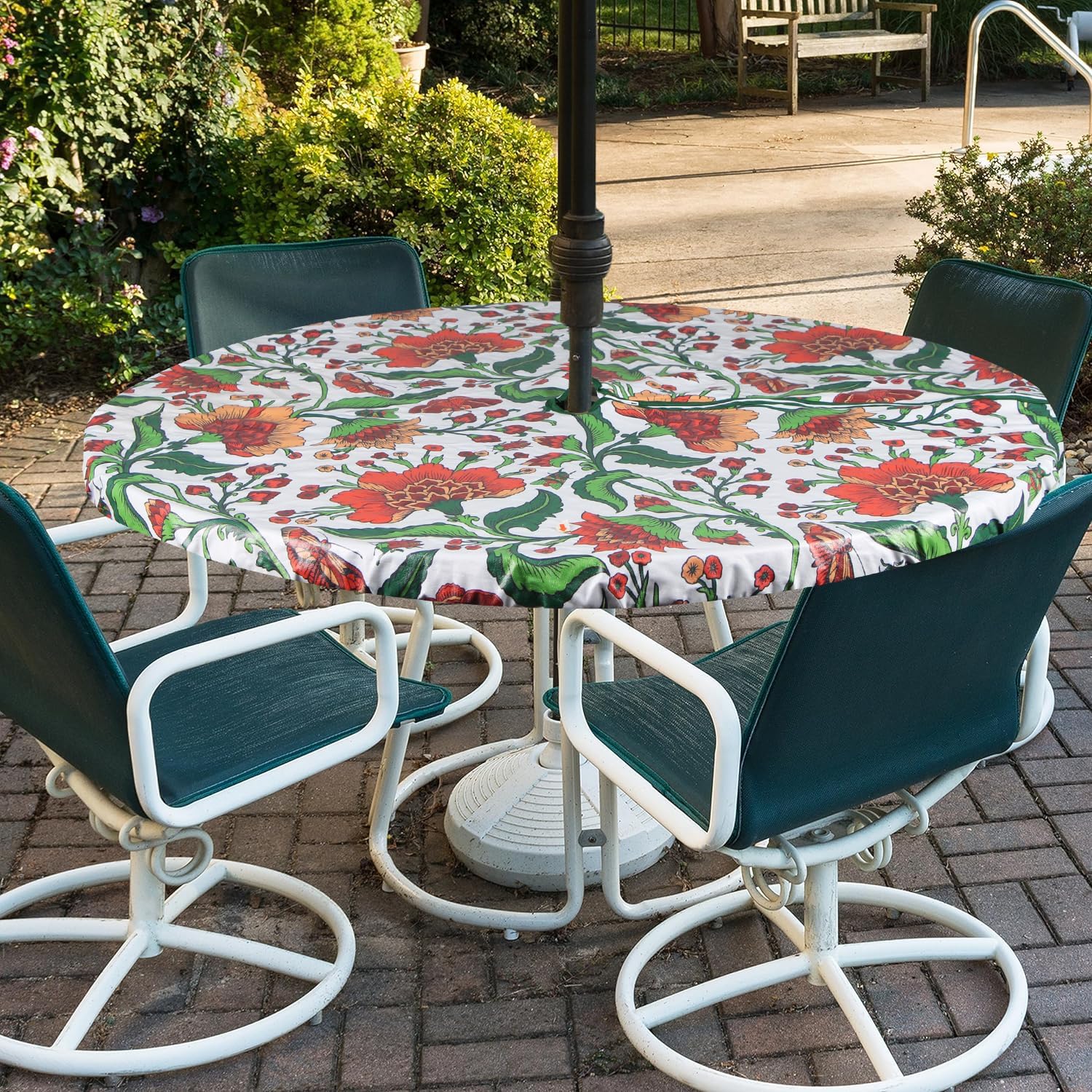 Amazon.com : Youngseahome Round Outdoor Tablecloth with Umbrella Hole ...