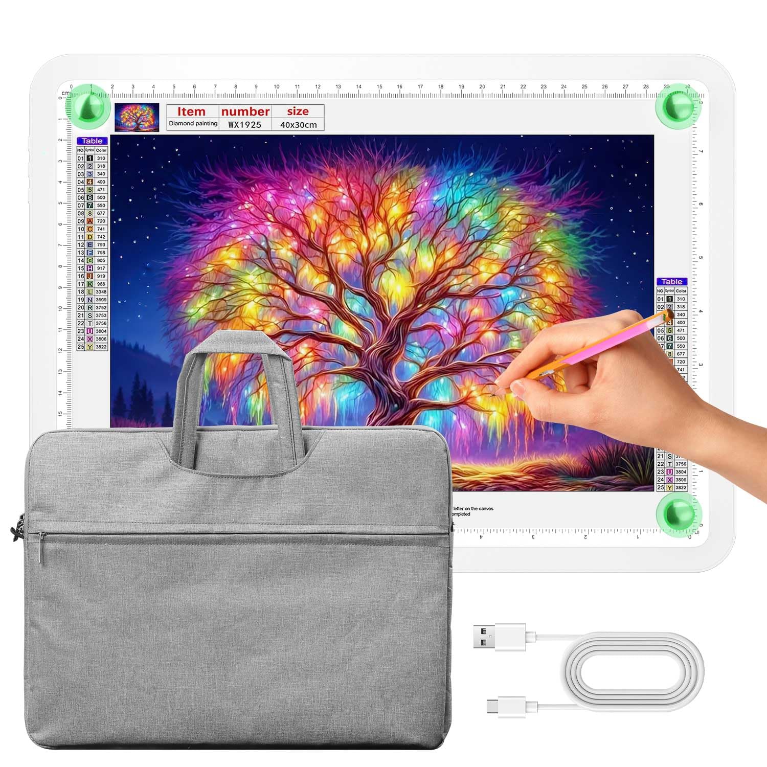 11000 Lux Super Bright Light Pad A4, Magnetic Light Box for Tracing with Padded Case,3 Color Temperatures and 6 Level Brightness Light Board,Ultra Light Table for Diamond Paintings,Drawing,Sketching,Tattoo (White)