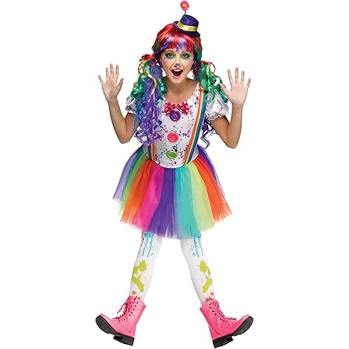 Girls Crazy Color Clown Costume