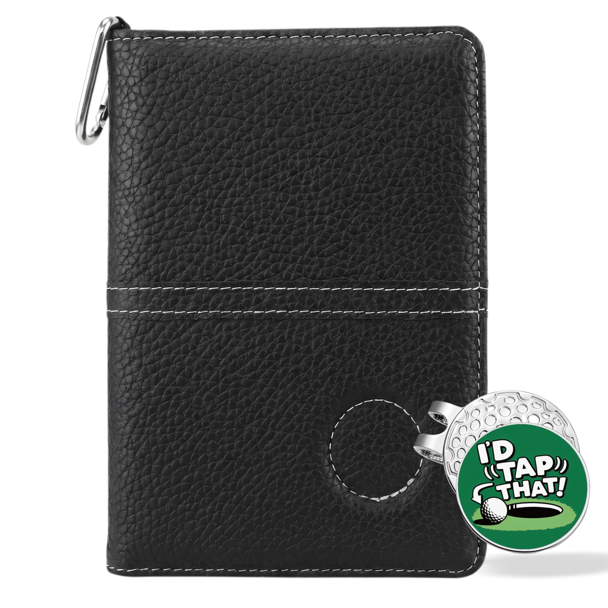 2 Pcs Golf Gifts for Men UK, Golf Scorecard Holder with Golf Ball Marker, Golf Accessories for Putting Green, Cool Golfing Gift for Golfers Mens Women Grandad Dad Christmas Father’s Day Presents