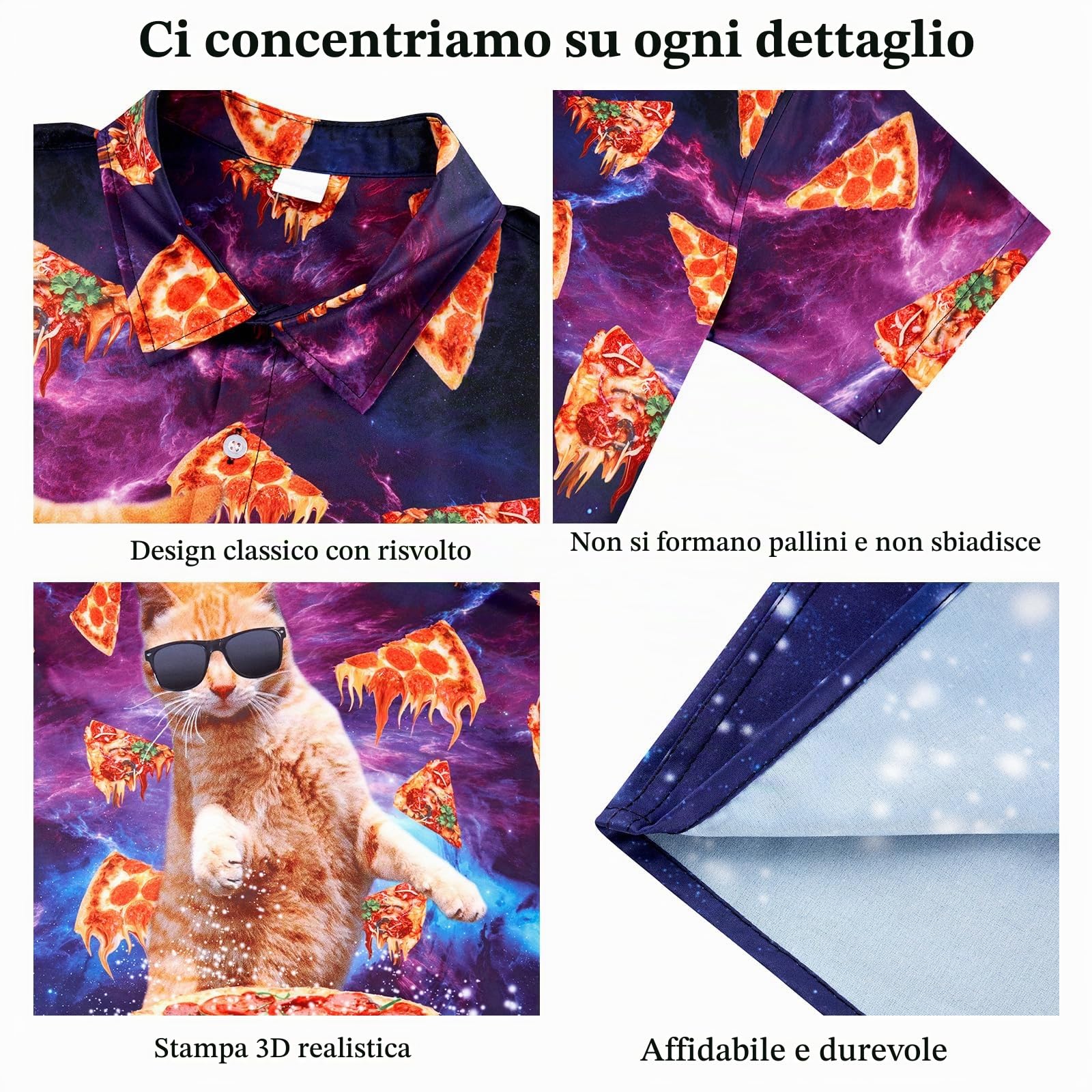 RAISEVERN Camicia Uomo Casual Brutte Camicie Funky Stampa 3D Divertente Camice, M-XXL