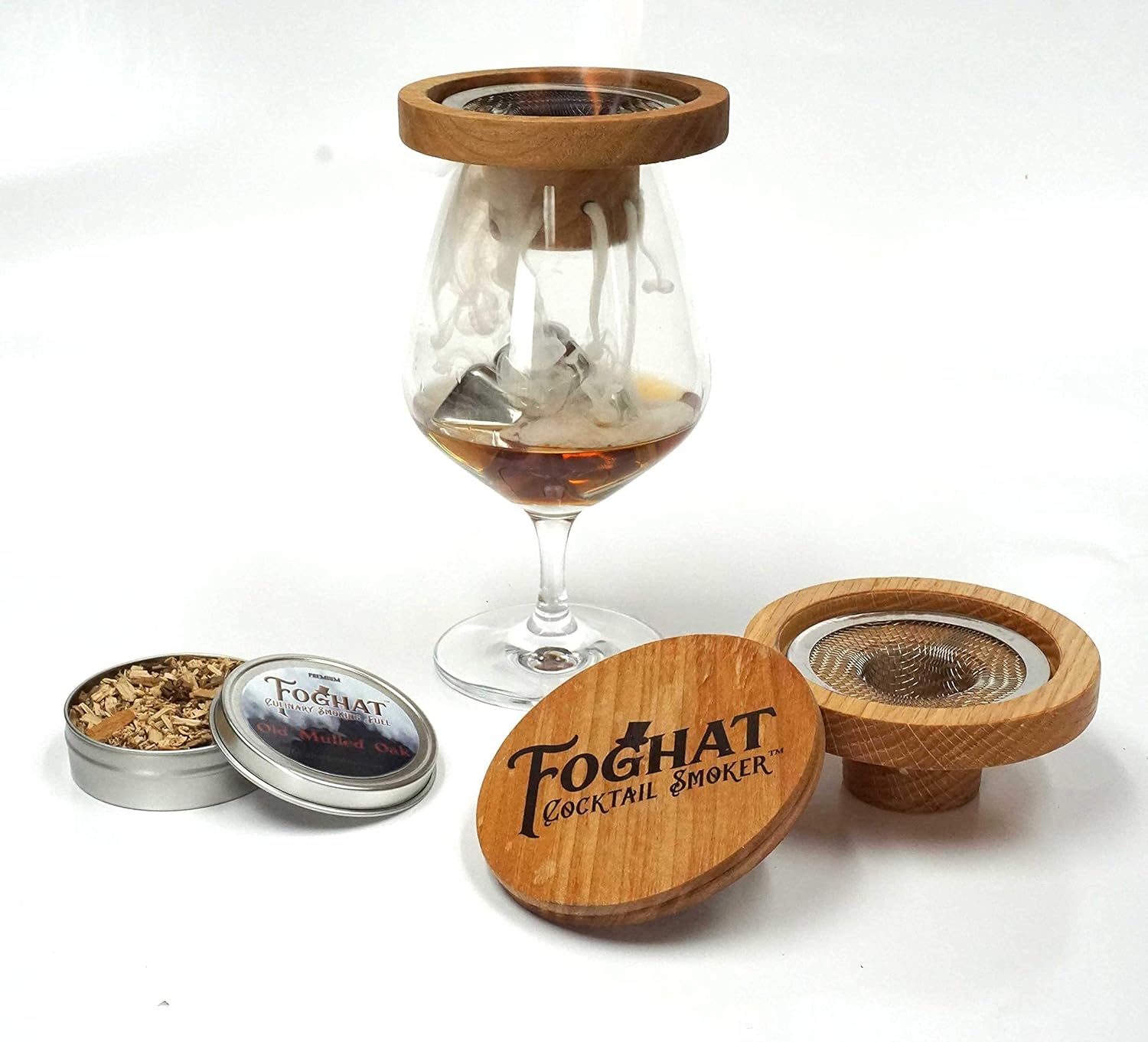 Foghat Cocktail Smoker with Bourbon Barrel Wood Shavings and Foghat Cocktail Smoking Torch Bundle