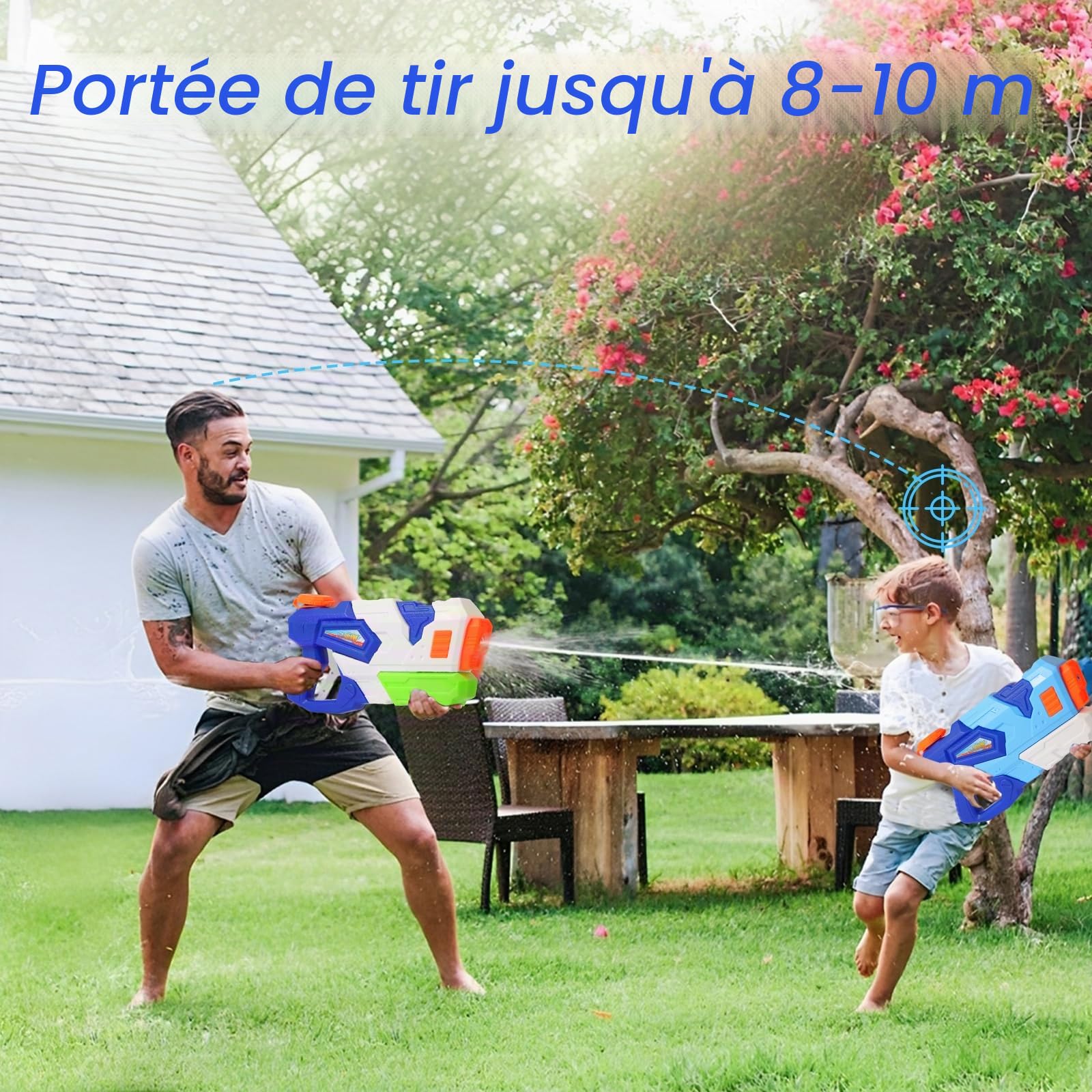 Pistolet a Eau Enfants, 2 Pcs 700ml Haute Capacité Fusil a Eau | avec 10 mètres de portée, pistolets et fusils à eau Jouets d'été pour Adultes pour Les Plein Air, Piscine, Plage