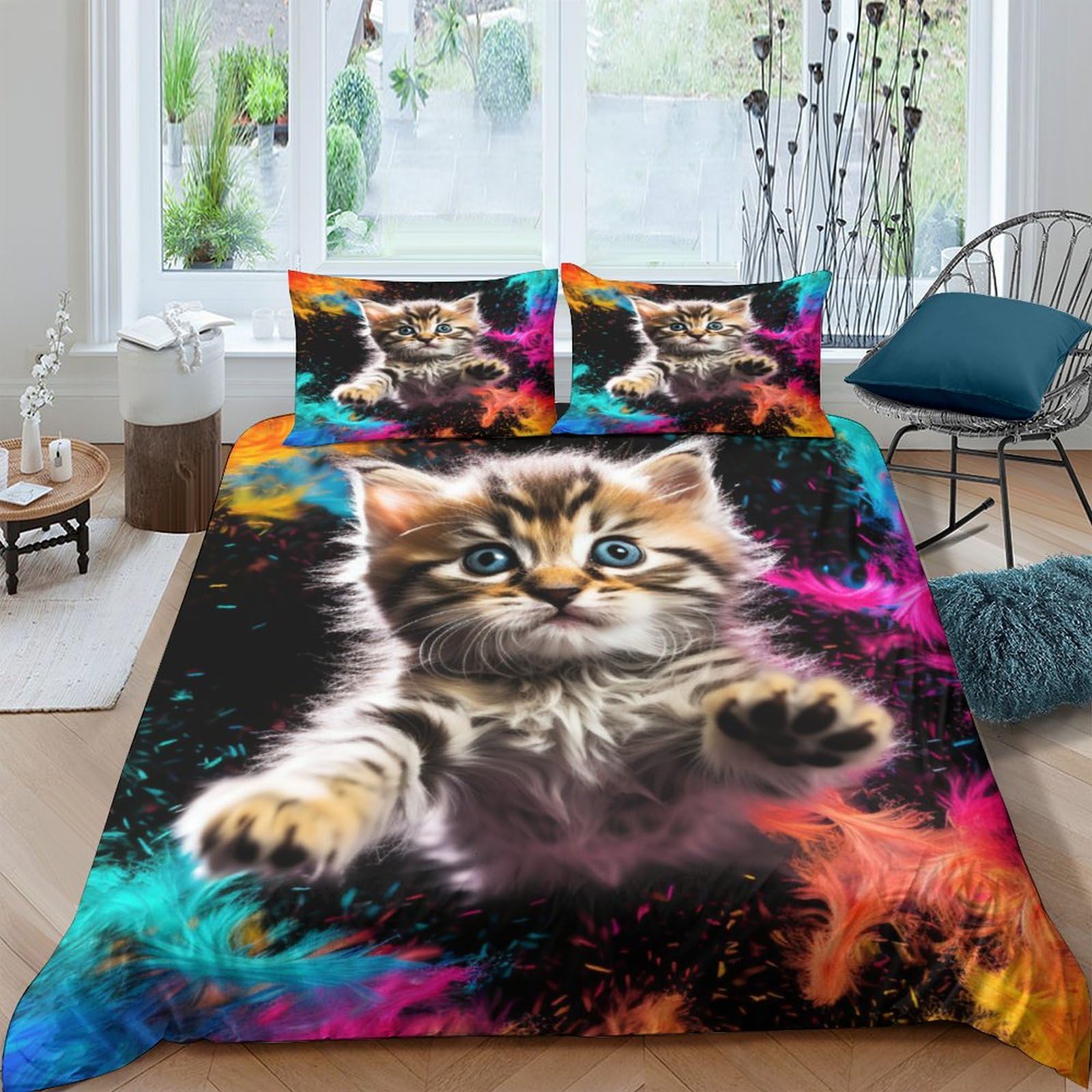 Housse de couette chatons mignon avec fermeture éclair pour l'univers des enfants