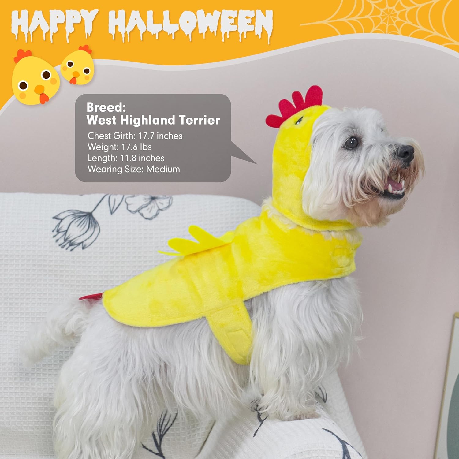 cyeollo Large Dog Chicken Costume Halloween Pet Costumes Cosplay Outfits Cute Dog Hoodies Coats Medium Large Dogs Clothes, Yellow Chicken XXL
