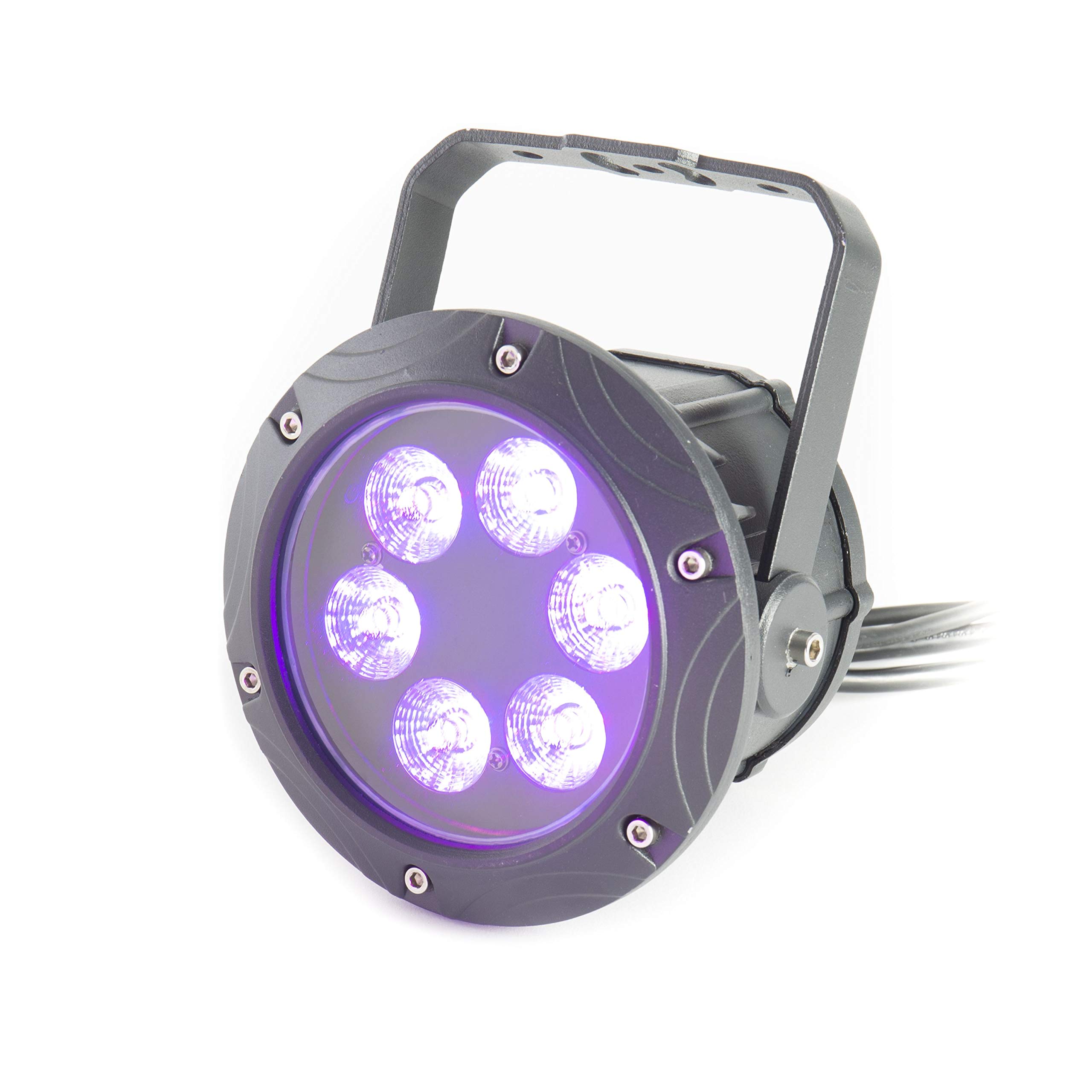 Nano Spot ARC Outdoor LED PAR Scheinwerfer - 6x 8W RGBW, IP65, DMX Steuerbar, 48W Leistung, 30° Abstrahlwinkel, Schwarz, Inklusive DMX IN und Power IN Adapter
