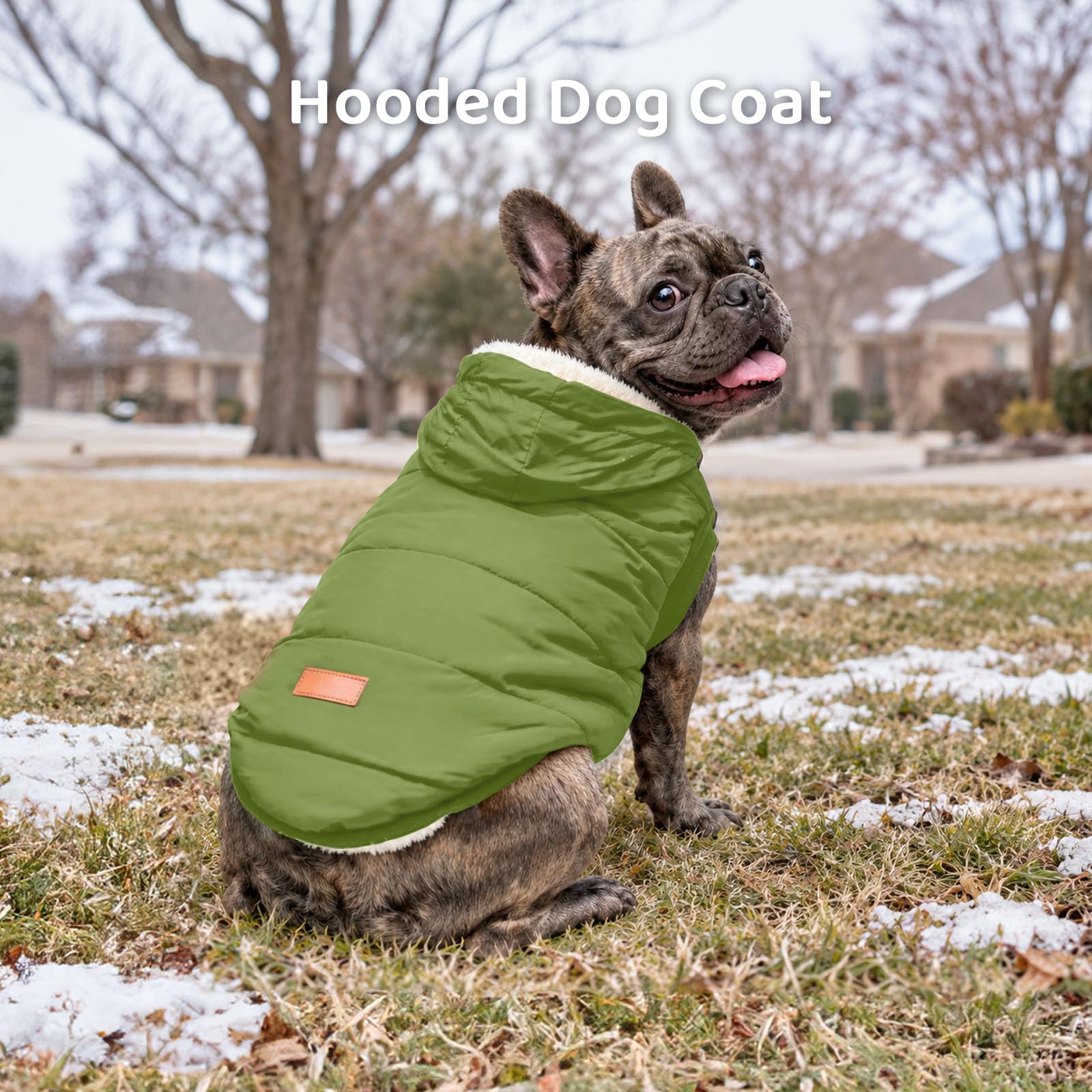 vecomfy Fleece und Baumwolle Futter Extra Warm Hund Hoodie im Winter für mittelgroße Hunde Jacke Haustier Mäntel mit Kapuze Grün L