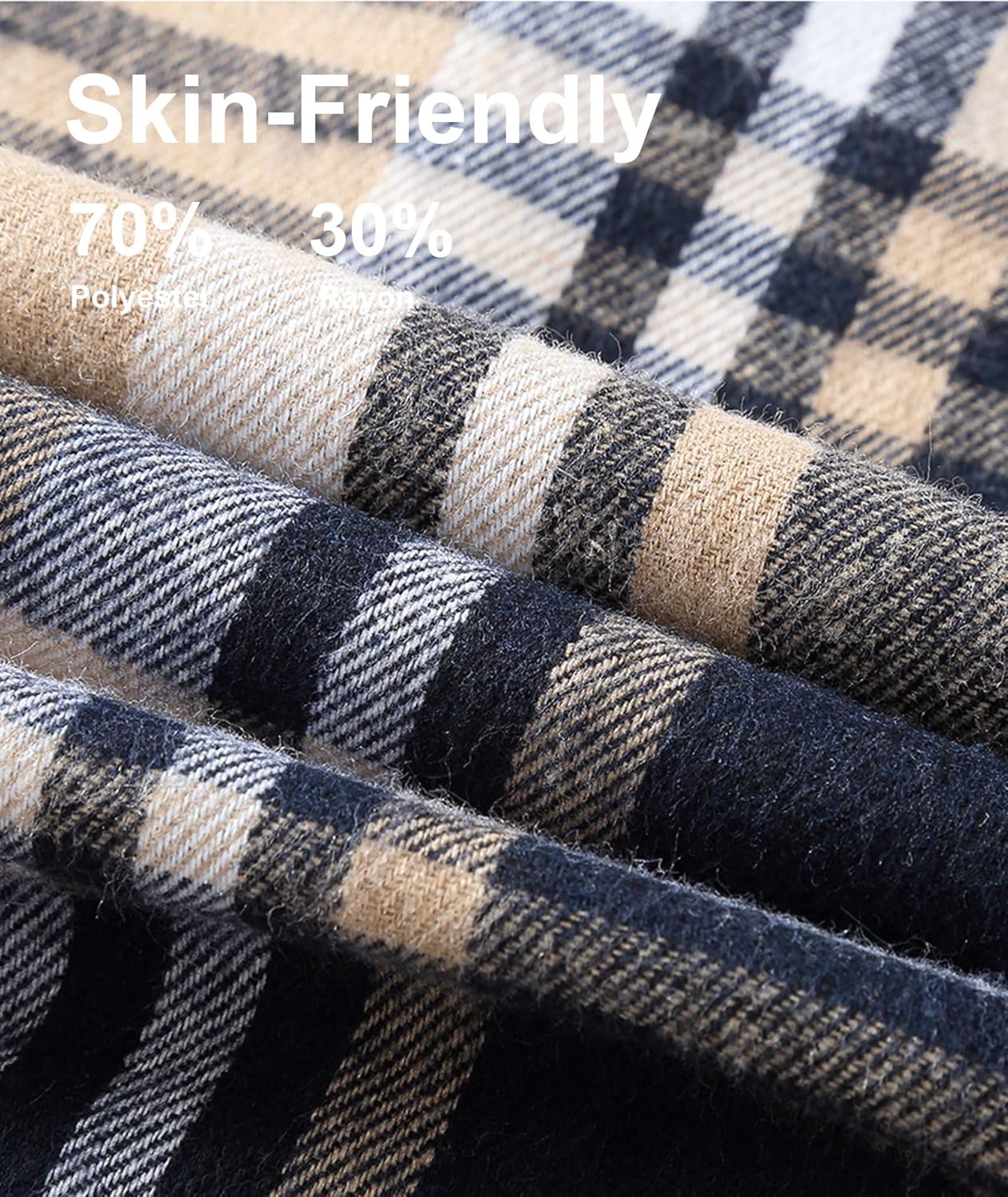 Mens Flannel Hoodie Shirts Long Sleeve Casual Plaid Jacket Button Down Classic Fit Shirts with Pocket - Image 3