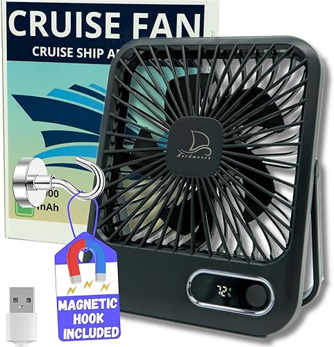 Aprobado por la cabina del ventilador de crucero, gancho magnético incluido para colgar en las paredes, recargable por USB portátil y enchufable,