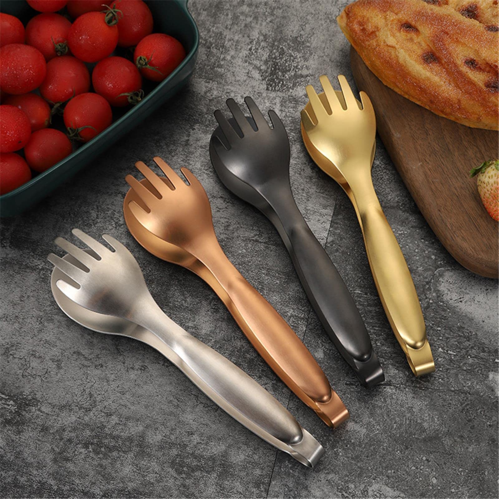 Pinzas de Acero Inoxidable 304 para Alimentos, Carne, Ensalada, Pan, Barbacoa, Accesorios de Cocina (Oro Rosa)