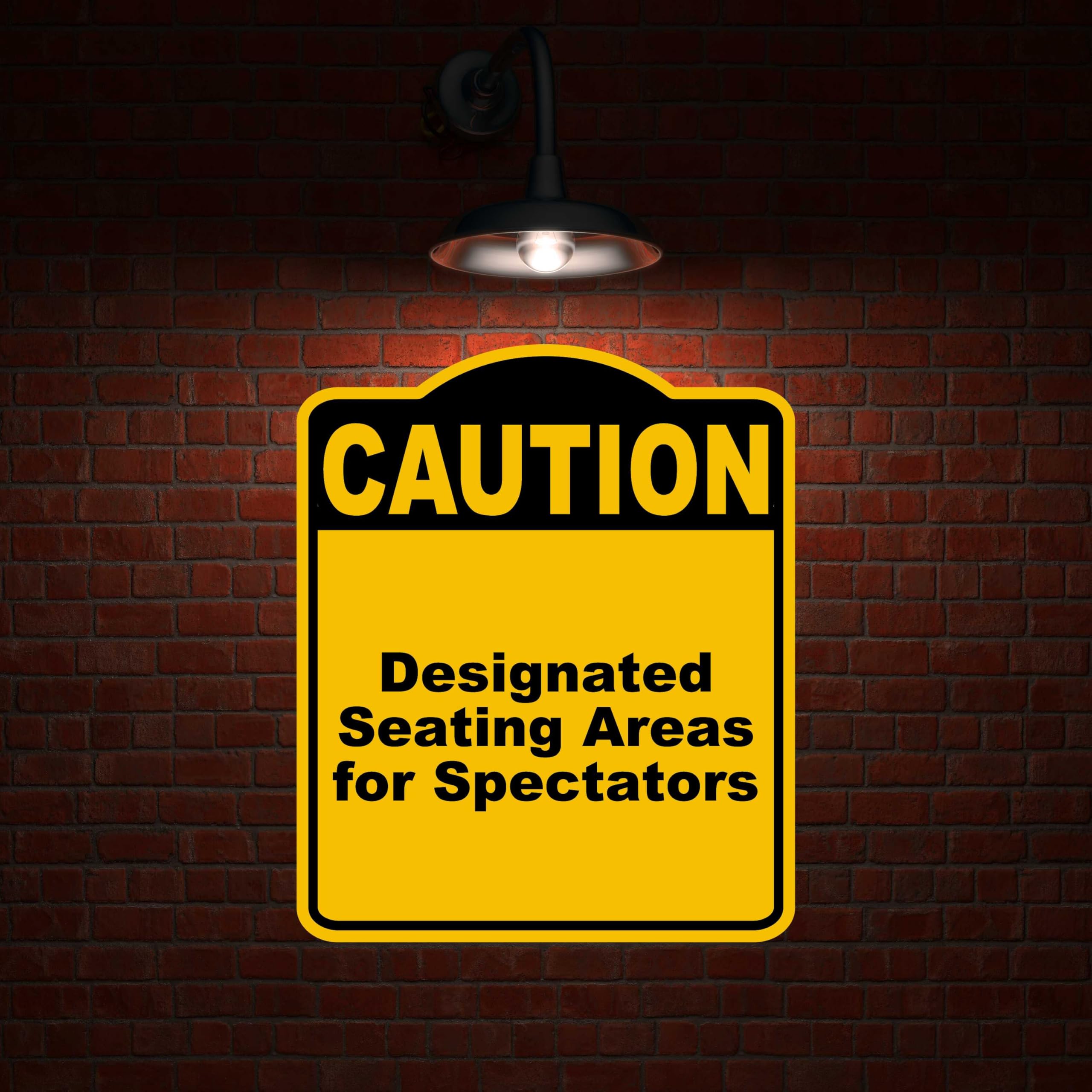 Designated Seating Areas for Spectators Caution Yellow Black Aluminum Composite Sign 15 x 18 inches