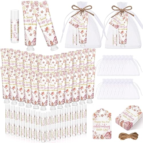 24 juegos de crema de manos y bálsamo labial para baby shower, regalo de Navidad, baby shower, regalos de fiesta, tamaño de viaje, loción de manos y
