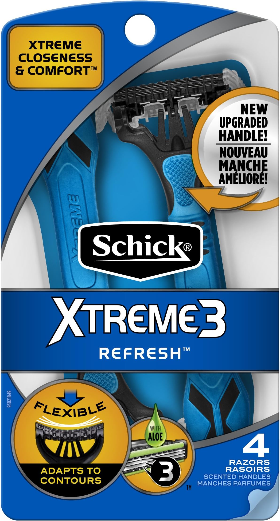 Schick Xtreme 3 Refresh Disposable Razors for Men With New Heavyweight Handle, 4 Count (Pack of 3)